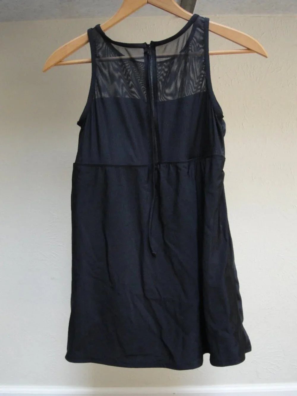 Swim Solutions Made for Macy's Mesh-Neck Tummy-Control Swimdress, Black, Size 14 - Picture 3 of 12